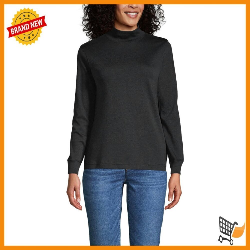 Supima Cotton Mock Turtleneck Long Sleeve Shirt Women's Top